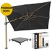 Challenger T2 parasol à voile 300x300 cm mât teck faded black avec pied de parasol 90kg et housse