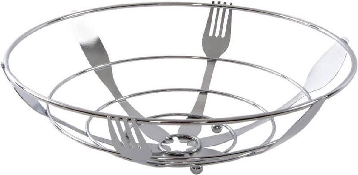 Metalen fruitschaal zilver rond 26 cm