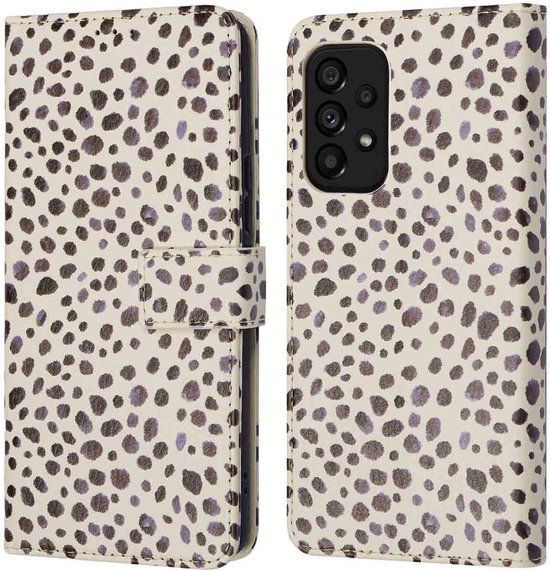 imoshion Hoesje - Geschikt voor Samsung Galaxy A53 - Design Bookcase smartphone - Black And White Dots