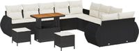 vidaXL Banc de jardin 13 pièces Noir/Crème Métal/Polyrattan