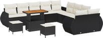 vidaXL Banc de jardin 13 pièces Noir/Crème Métal/Polyrattan