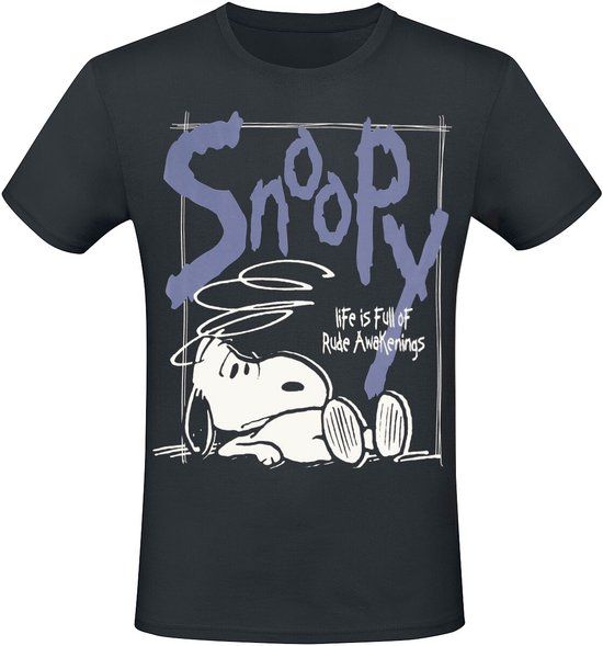 Peanuts Snoopy Heren T-shirt - Zwart - XXL