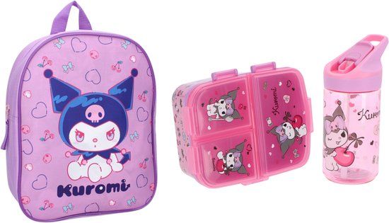 Kuromi School Set: Rugzak en Lunchset, Polyester, Meerkleurig, Kinderen, Unisex