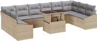 vidaXL Bankstel Beige en Lichtgrijs Polyrattan