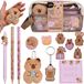 Sarcia.eu Capibara SCHOOLSET voor meisjes, ETUI MET ACCESSOIRES, schoolbenodigdheden - 14 elementen KIDEA