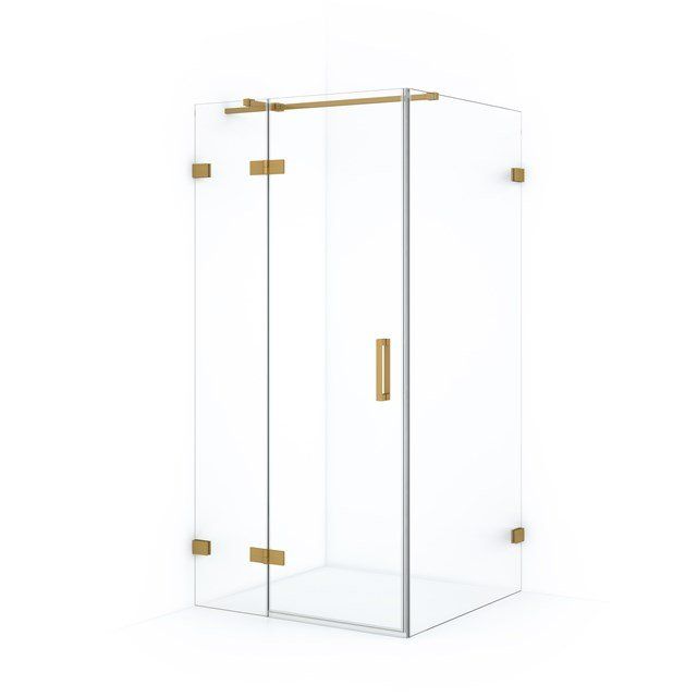Maxaro Douchecabine Diamond 100x80cm 8mm Helder Veiligheidsglas Goud met Draaideur