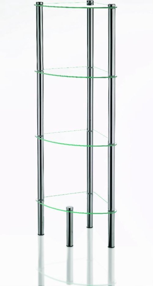 Kela hoekkast Ole 28,5 x 107 cm staal/glas zilver/transparant