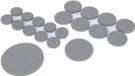 FX Tools Patins de meubles/sous-couches antidérapantes - gris - 50x - plastique - rond - 3 tailles mélange de 15-50 mm - protecteurs de sol