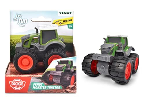 Dickie Toys - Speelgoedtractor Fendt Monstertruck, (9 cm), kindertractor met frictiemotor, vierwielaandrijving en XXL-banden, voor kinderen vanaf 3 jaar