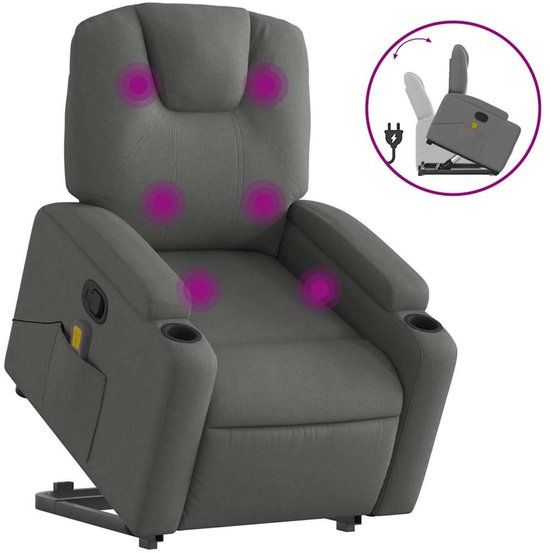 vidaXL Sta-op-massagestoel - Verstelbaar - Stof - Donkergrijs