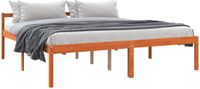 vidaXL Bedframe Wasbruin 200 x 200 cm Massief grenenhout