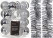 Decoris Kaemingk B.V. Kerstversiering set - zilver - kerstballen 6 cm en kerstslingers - kunststof