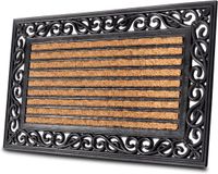 Merkloos Hanse Home Voetmat van kokos en rubber voor binnen en buiten - vuilvangmat met strepen en ornamenten - weerbestendig en antislip - 45 x 75 cm