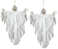 Fiestas Guirca Horror hangdecoratie spook - 2x stuks - geest pop - wit - 75 cm