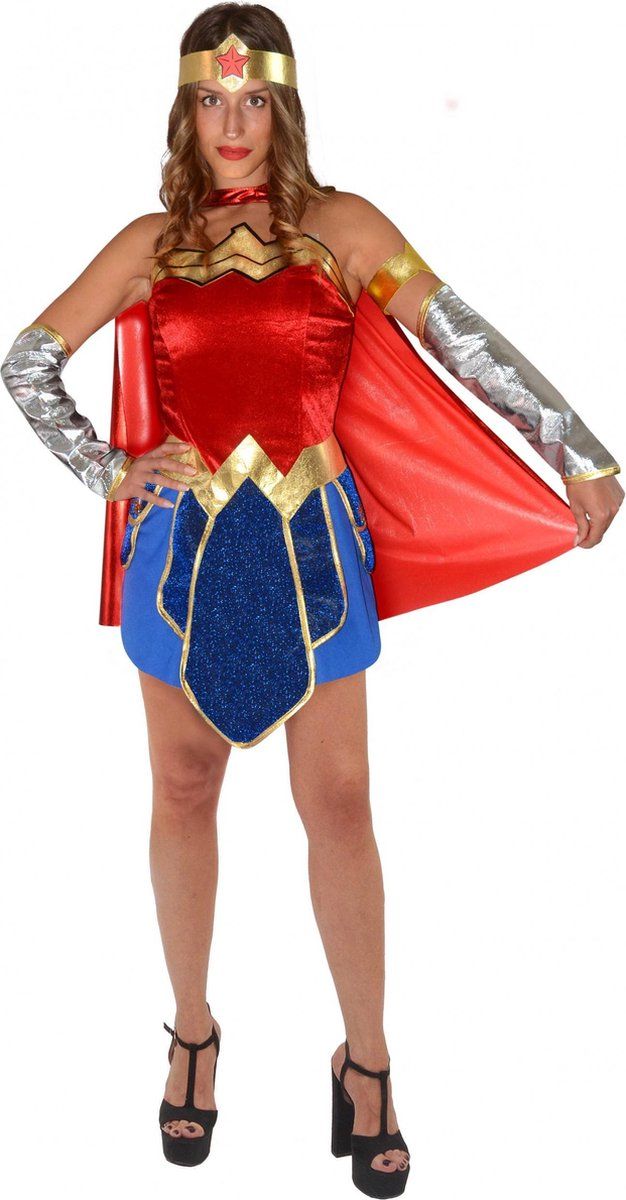 DC Comics Wonder Woman Costume Women Polyester Red/Blue 6-piece Size M