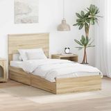 vidaXL Opbergbed met lade Sonoma Eik 90 x 190 cm Bewerkt hout