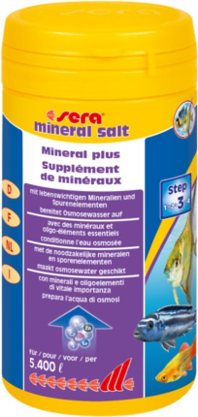 Sera mineral salt zout 270gr ter bescherming van aquariumvissen