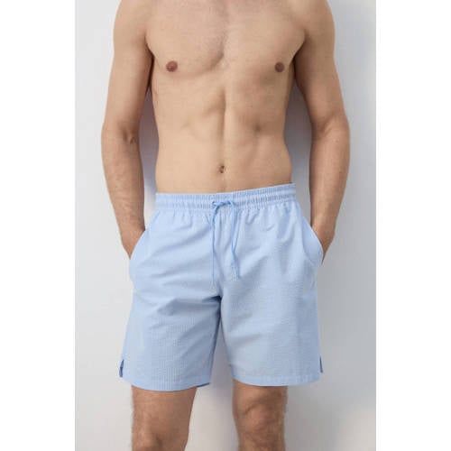 Mango Man seersucker zwemshort lichtblauw