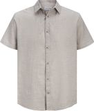 Jack & Jones Heren Overhemd regular fit Katoen/Linnen Korte mouw Klassieke kraag Borstzak Casual Lichtbruin S