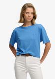 Superdry Studios T-shirt relaxed pasvorm Dames Blauw Katoen/Lyocell Ronde Hals Korte Mouw Maat S