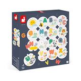 Janod Pure Le Mie Prime Letterpuzzel 28 stuks + 26 cijfers van hout – leer het alfabet – multisensorisch speelgoed – vanaf 24 maanden, J08045, meerkleurig