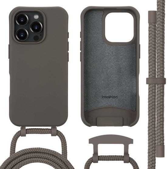 imoshion Hoesje - Geschikt voor iPhone 16 Pro Max - Color Backcover met afneembaar koord geschikt voor MagSafe - Black Coffee