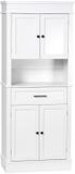 HOMCOM Buffetkast met vitrine - Spaanplaat - 74x39,5x183cm - Wit