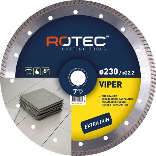Rotec Diamantzaagblad 'Viper 7 / Turbo Fine Cut', ø200x1,4xø30,0
