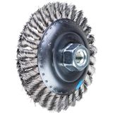 PFERD 43317003 kegelborstel KBG | Ø 125 x 15 mm M14 roestvrij stalen draadø 0,35 – voor haakse slijper, gefreesd bekledingsmateriaal INOX 0,35 mm, Ø 125