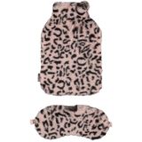 Apollo Cheetah/Luipaard Print Warmwaterkruik en Slaapmasker Cadeau Set Roze
