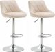 OutdoorMatch Luxe barkruk Cheyenne – ivoire – chrome – Design moderne – Set van 2