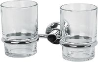 Spirella Atlantic Badkamer Beker met Houder – Wandbevestiging met Schroef of Lijm – Staal en Glas – Badkamer Organizer