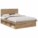vidaXL Bedframe Ambachtelijk Eiken 150 x 200 cm Massief Grenenhout