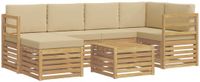 vidaXL Hoek loungeset 6 zitplaatsen Polyester Wit en Beige