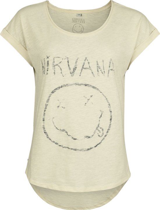 Nirvana Smiley Dames T-shirt - zand - M