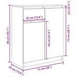 VidaXL Dressoir met lade, look van oud hout, 71x35x84 cm, spaanplaat