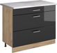 Vicco Keukenonderkast R-Line, Antraciet Hoogglans/Goudkleurig Eiken, 100 cm marmer werkblad