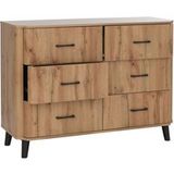 Mendler Commode HWC-P42 dressoir avec 6 tiroirs, 86 x 120 x 40 cm, aspect chêne Wotan