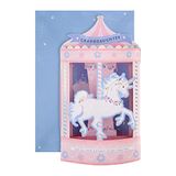 Hallmark 3D verjaardagskaart voor kleindochter - schattig eenhoorn carrousel ontwerp