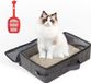 Merkloos Goodivery Draagbare kattenreistoilet, opvouwbaar reis-kattentoilet, kattenbak van Oxford-stof met handvat voor reizen buitenshuis met huisdieren (grijs)