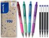 PILOT - Set van 4 G2 Bubble + 4 vullingen - Intrekbare en navulbare gelrollers - Uitstekend schrijfcomfort - Paars, groen, turquoise, bordeauxrood omhulsel - Blauwe inkt - Medium punt