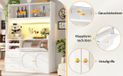 STILVORA Armoire à vin avec LED RVB et contrôle par application - Portes coulissantes en verre, portes battantes et 3 tiroirs - Blanc - 120x40x180 cm