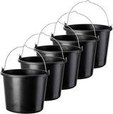 KADAX 5 pièces seau de maçon, 12 l, plastique, noir