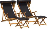 vidaXL Ligstoel 4 stuks 3 Posities Massief Eucalyptushout Zwart
