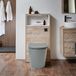 Hudson Reed Hoxton WC-Ombouw 60cm met LED-Verlichting Licht Eiken - Elements Grijs (Pebble) Toiletkast - Inbouw Reservoir - Zwarte Spoelknop