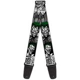 Buckle-Down GS-WJK015 Gitaarriem Laughing Joker Design, Zwart/Wit, 34-60"