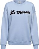 &Co Woman Le Marais Chambray sweater met logo - lichtblauw