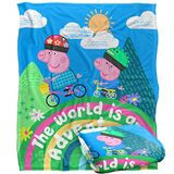Peppa Pig Kids Silky Touch Deken, 152 x 127 cm World is an Adventure Peppa and George