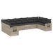 vidaXL Loungeset met Kussens, Poly Rattan, Lichtgrijs