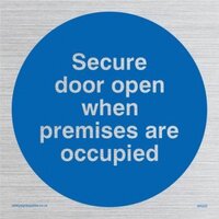 Viking Signs MA222-S15-SV "Veilige deur open wanneer voorraden worden bezet" bord, zilver Vinyl, 150 mm x 150 mm